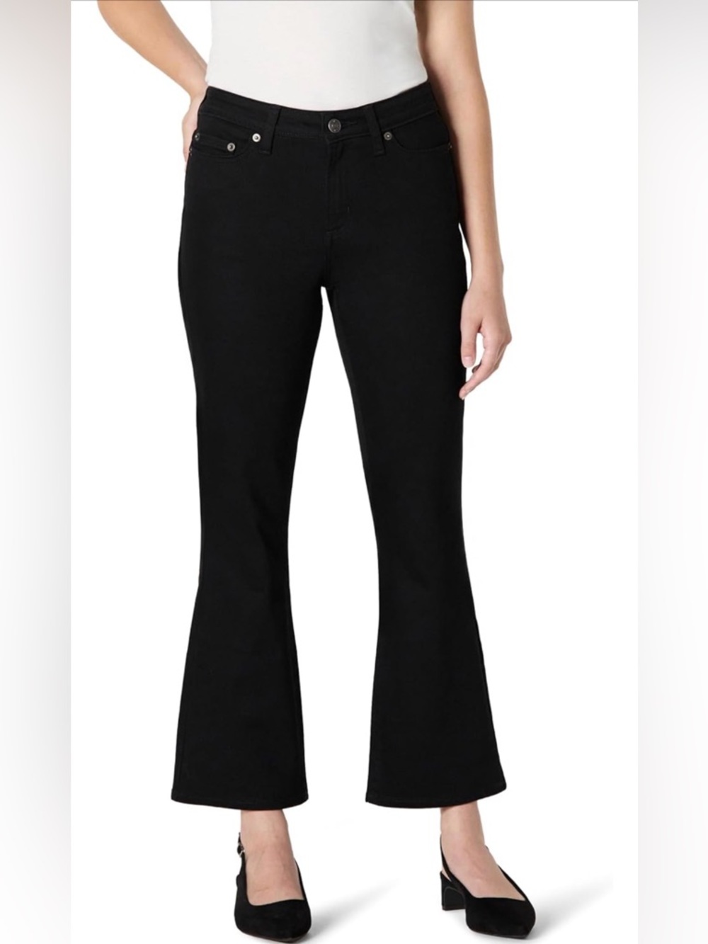 Women's Black  crop Flared Jeans